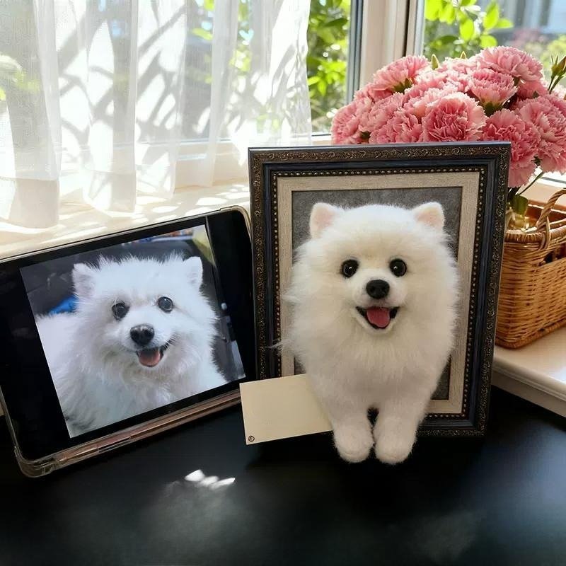 Custom 3D Wool Felt Pet Portrait in Frame – Handmade Realistic Dog Memorial from Photo – Stuffed Animal Tribute for Lost Beloved Pets - Image 5