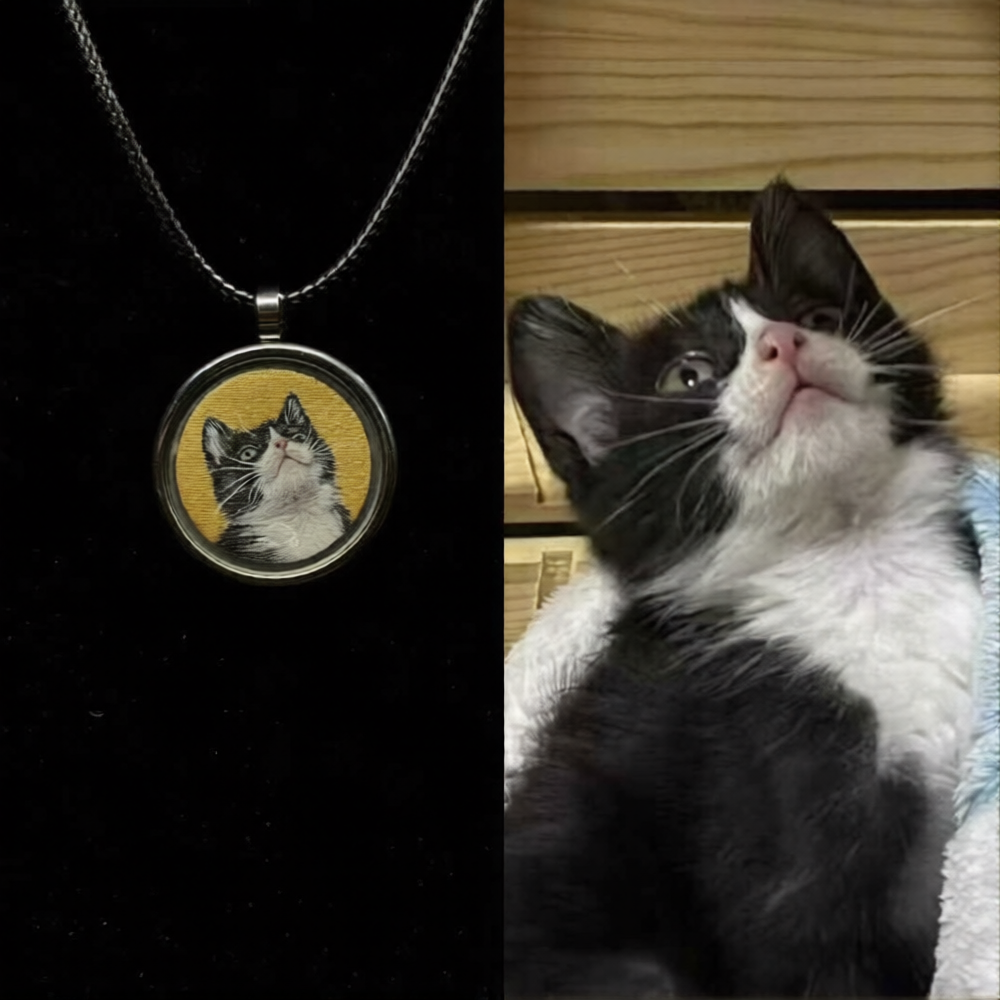 Custom Rock-Color Pet Portrait Pendant - Imagen 4